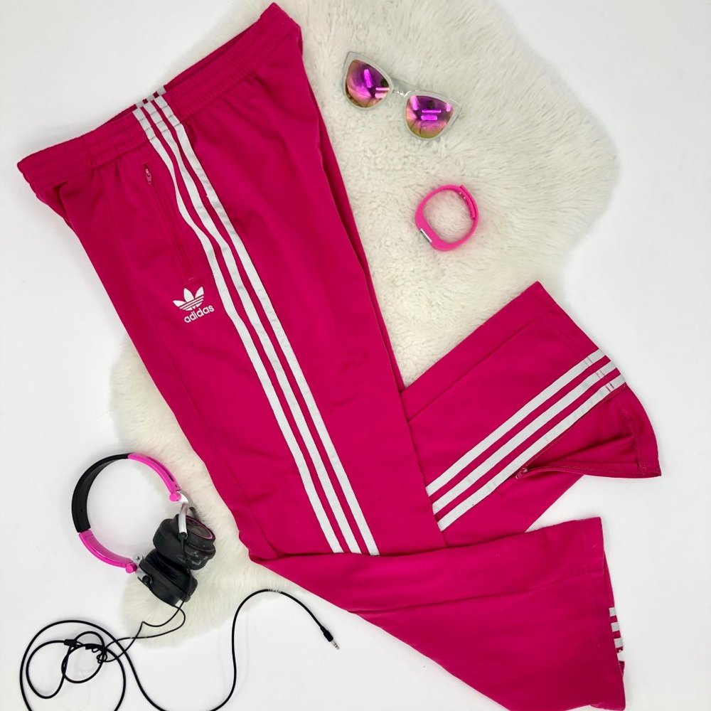 ADIDAS Vintage Hot Pink White Track Pants Joggers - Picture 9 of 16